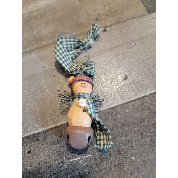 Snowman star Bell ornament plaid Xmas decor - Picture 4 of 6